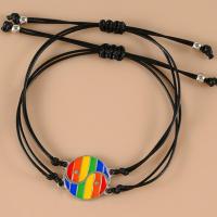 Leatheroid Cord Bracelets, Zinc Alloy, with leather cord, 2 pieces & fashion jewelry & Unisex Approx 16-30 cm 