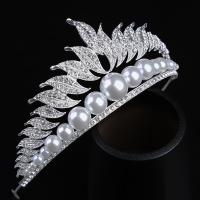 Bridal Tiaras, Zinc Alloy, with Plastic Pearl, silver color plated, fashion jewelry & for woman & with rhinestone, silver color, Inner Approx 150mm cm 