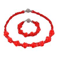 Glass Seed Beads Jewelry Sets, Glass Beads, with Crystal & for woman & with rhinestone Approx 7.48 Inch, Approx 18.5 Inch 