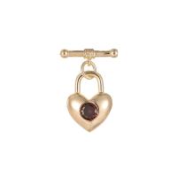 Brass Toggle Clasp, with Cubic Zirconia, gold color plated & DIY [