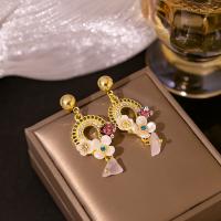 Zinc Alloy Rhinestone Drop Earring, gold color plated, fashion jewelry & for woman & with rhinestone, mixed colors 