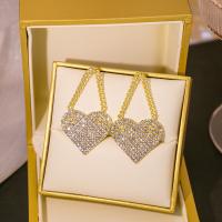 Zinc Alloy Rhinestone Drop Earring, Heart, gold color plated, fashion jewelry & for woman & with rhinestone 