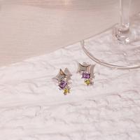 Zinc Alloy Rhinestone Stud Earring, silver color plated, fashion jewelry & for woman & with rhinestone [