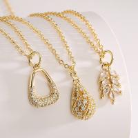 Cubic Zircon Micro Pave Brass Necklace, plated, fashion jewelry  & micro pave cubic zirconia, gold cm 