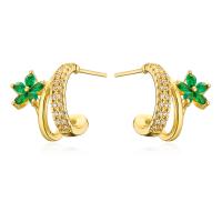 Brass Stud Earring, plated, fashion jewelry & micro pave cubic zirconia [
