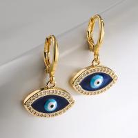 Evil Eye Earrings, Brass, plated, fashion jewelry  & micro pave cubic zirconia & enamel 