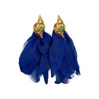 Zinc Alloy Drop Earring, with Cloth & Lampwork, real gold plated, fashion jewelry & for woman 