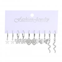 Zinc Alloy Drop Earring, silver color plated, 9 pieces & fashion jewelry & for woman, silver color 