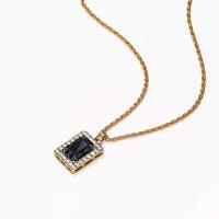 Zinc Alloy Necklace, with Black Stone, with 5cm extender chain, gold color plated, fashion jewelry & for woman & with rhinestone, two different colored, 24mm .5 cm 