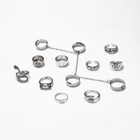 Zinc Alloy Ring Set, with Glass, silver color plated, fashion jewelry & for woman, silver color [