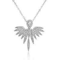 Cubic Zircon Micro Pave Brass Necklace, with 5cm extender chain, Angel Wing, plated, micro pave cubic zirconia & for woman cm [