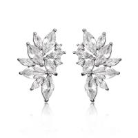 Brass Stud Earring, plated, micro pave cubic zirconia & for woman [