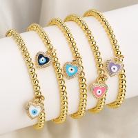 Evil Eye Jewelry Bracelet, Brass, Heart, plated, micro pave cubic zirconia & enamel Approx 17 cm 