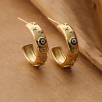 Evil Eye Earrings, Brass, plated, enamel & with rhinestone 