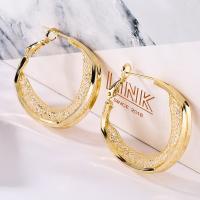Brass Hoop Earring, with acrylic rhinestone, Round, plated, fashion jewelry, golden 