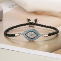 Evil Eye Jewelry Bracelet, Brass, with Nylon Cord, plated, fashion jewelry & micro pave cubic zirconia Approx 17 cm 