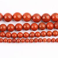 Rote Jaspis Perle, Roter Jaspis, rund, poliert, DIY & verschiedene Größen vorhanden, Länge:ca. 37 cm, verkauft von Strang