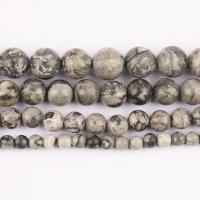 Einzelne Edelstein Perlen, Karte-Stein, rund, poliert, DIY & verschiedene Größen vorhanden, Länge:ca. 37 cm, verkauft von Strang