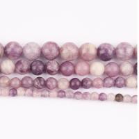 Einzelne Edelstein Perlen, Natürlicher Lepidolith, rund, poliert, DIY & verschiedene Größen vorhanden, Länge:ca. 37 cm, verkauft von Strang