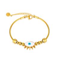 Evil Eye Jewelry Bracelet, 304 Stainless Steel, with 5cm extender chain, Vacuum Ion Plating, fashion jewelry & evil eye pattern & for woman & enamel, golden, nickel, lead & cadmium free cm 