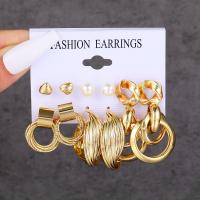 Zinc Alloy Drop Earring, with Plastic Pearl, high quality plated, 6 pieces & fashion jewelry & for woman, golden, nickel, lead & cadmium free 