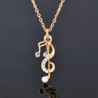 Rhinestone Brass Necklace, with 5cm extender chain, Music Note, plated, fashion jewelry & for woman & with rhinestone Approx 37 cm 