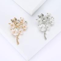 Kunststoff-Perlen-Brosche, Zinklegierung, mit Kunststoff Perlen, Blume, plattiert, Modeschmuck & für Frau & mit Strass, keine, 35x49mm, verkauft von PC