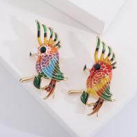 Enamel Brooch, Zinc Alloy, Parrot, gold color plated, fashion jewelry & for woman & with rhinestone 
