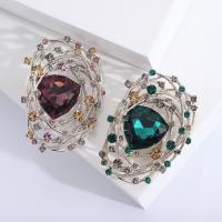 Crystal Brooch, Zinc Alloy, with Crystal, gold color plated, fashion jewelry & for woman & hollow 