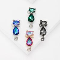 Crystal Brooch, Zinc Alloy, with Crystal, Cat, plated, fashion jewelry & for woman & with rhinestone 
