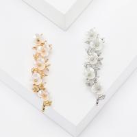 Kunststoff-Perlen-Brosche, Zinklegierung, mit Kunststoff Perlen, Blume, plattiert, Modeschmuck & für Frau, keine, 15x62mm, verkauft von PC