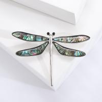 Shell Brooch, Zinc Alloy, with Abalone Shell, Dragonfly, silver color plated, fashion jewelry & for woman, mixed colors 