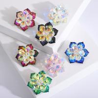 Crystal Brooch, Zinc Alloy, with Crystal, Flower, silver color plated, fashion jewelry & for woman & faceted 