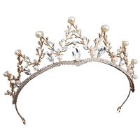 Bridal Tiaras, Zinc Alloy, with Crystal & Plastic Pearl, gold color plated, fashion jewelry & for woman & with rhinestone, golden, Inner Approx 130mm cm 