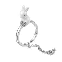 Палец кольцо-латунь, Латунь, Заяц, эпоксидная смола, ювелирные изделия моды & Женский, 14mm, продается PC