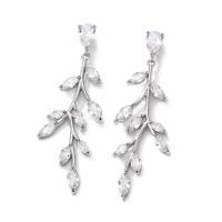 Cubic Zirconia Micro Pave Brass Earring, Branch, plated & micro pave cubic zirconia & for woman [