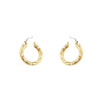 Brass Hoop Earring, with Plastic Pearl, Donut, gold color plated, for woman, 25mm 