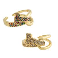 Цирконий Micro Pave Латунь палец кольцо, плакирован золотом, Регулируемый & ювелирные изделия моды & инкрустированное микро кубического циркония, Много цветов для выбора продается PC