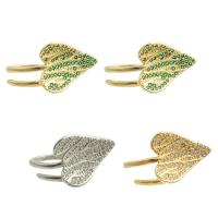 Cubic Zirconia Micro Pave Brass Finger Ring, Leaf, plated, Adjustable & fashion jewelry & micro pave cubic zirconia 