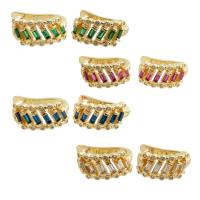 Brass Stud Earring, gold color plated, fashion jewelry & micro pave cubic zirconia & for woman [