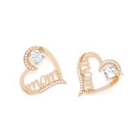 Zinc alliage strass Stud Earring, alliage de zinc, avec perle de plastique, coeur, Placage, bijoux de mode & avec strass, doré Vendu par paire