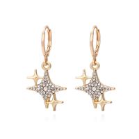 Zinc Alloy Rhinestone Drop Earring, Star, plated, fashion jewelry & with rhinestone, gold 