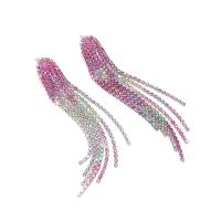 Fashion Fringe Boucles d'oreilles, fer, bijoux de mode & avec strass, multicolore Vendu par paire