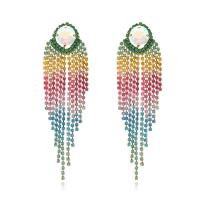 Fashion Fringe Earrings, Iron, fashion jewelry & with rhinestone, multi-colored 