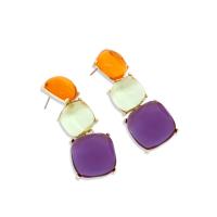 Resin Zinc Alloy Earring, with Resin, Square, plated, fashion jewelry 