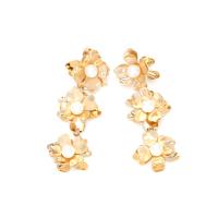 Eisen Ohrhänger, mit Kunststoff Perlen, Blume, plattiert, Modeschmuck, Goldfarbe, 27x77mm, verkauft von Paar