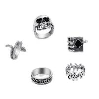 Ensemble d’anneau, alliage de zinc, Placage de couleur argentée, bijoux de mode & styles différents pour le choix & pour femme & émail, argent, Vendu par fixé