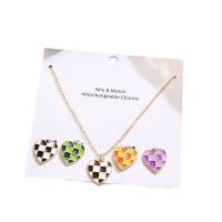 Enamel Zinc Alloy Necklace, with 7.5cm extender chain, Heart, gold color plated, 5 pieces & fashion jewelry & for woman, multi-colored, 18mm .5 cm 