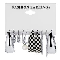 Acryl Tropfen Ohrring, Zinklegierung, mit Kunststoff Perlen & Acryl, plattiert, 5 Stück & Modeschmuck & für Frau & Emaille, keine, verkauft von setzen