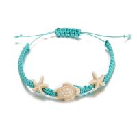Fashion Jewelry Anklet, Nylon Cord, with Seedbead & Shell & Resin & Zinc Alloy, handmade & for woman, two different colored 